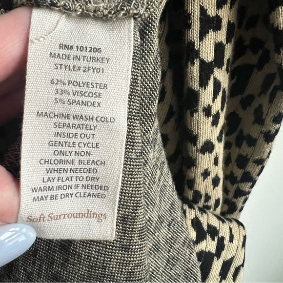 Soft Surroundings Damaria Wrap Dress Leopard Animal Print M 2FY01 midi - Picture 8 of 12